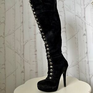 Black Buttoned Over the Knee Boots